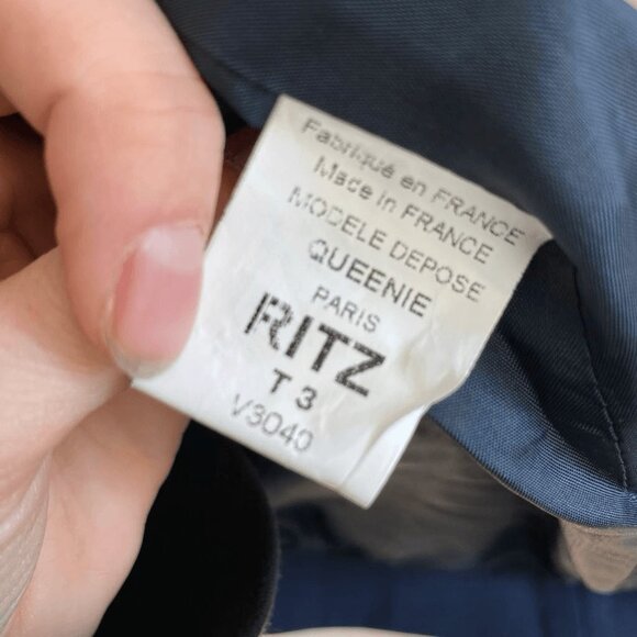 Vintage Queeni Women's Size 3 US Medium Navy Blue Classic Cut Blazer Jacket Trim - Picture 14 of 15